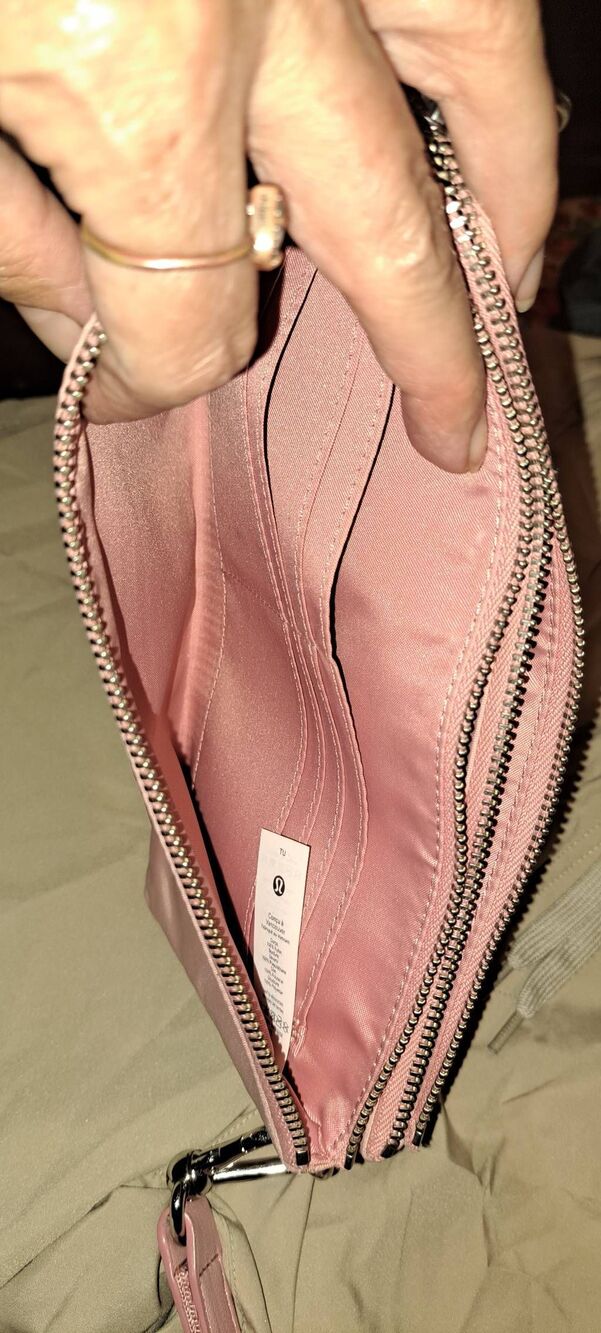 Lululemon Double Up Pouch Wristlet Misty Pink Double Zip Wallet Silver Hardware - Picture 6 of 7
